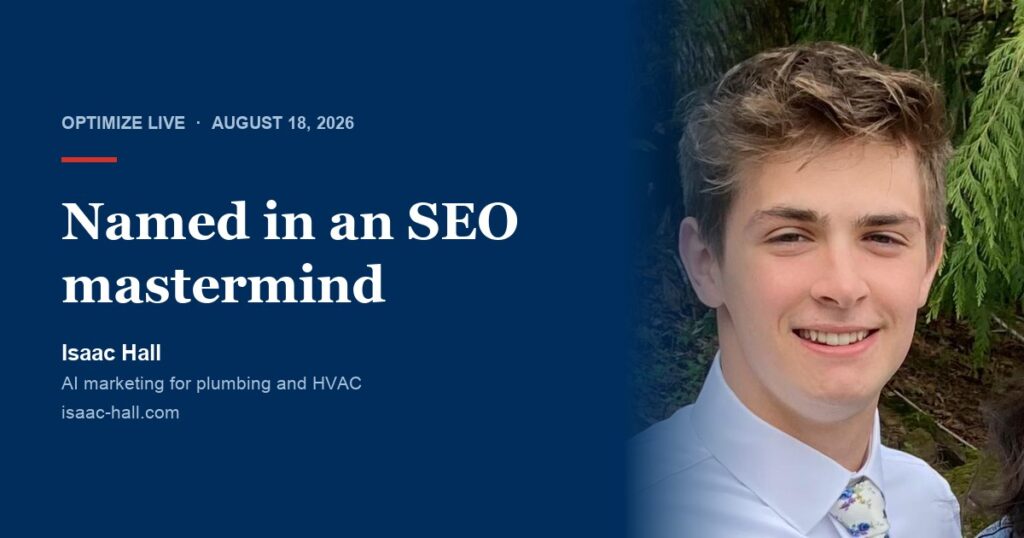 Isaac Hall, named at Optimize Live on August 18, 2026